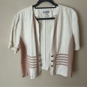 Vintage Perceptions Classy Cream Pink Button-Up Blouse Shirt Women’s Size 14